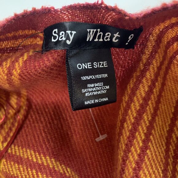 Say What Womens Shawl Poncho Blanket Wrap Multicolor Plaid Soft One Size - Picture 5 of 7